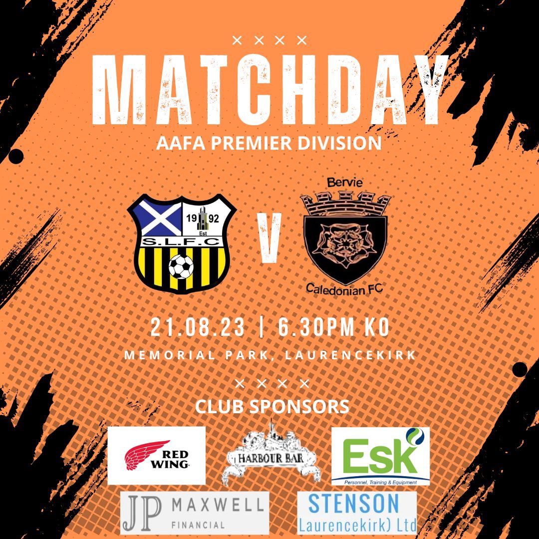 ⚽️ GAMEDAY ⚽️

🟡⚫️St Laurence FC vs Bervie Caledonian FC 🟠⚫️

Hoping to see some support for the boys in Laurencekirk!