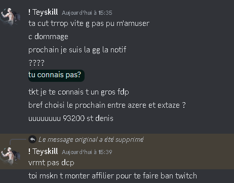 Le big scameur @teyskillshop qui quand on se plaint te fait bann ta chaine twitch ne commandez plus chez lui
