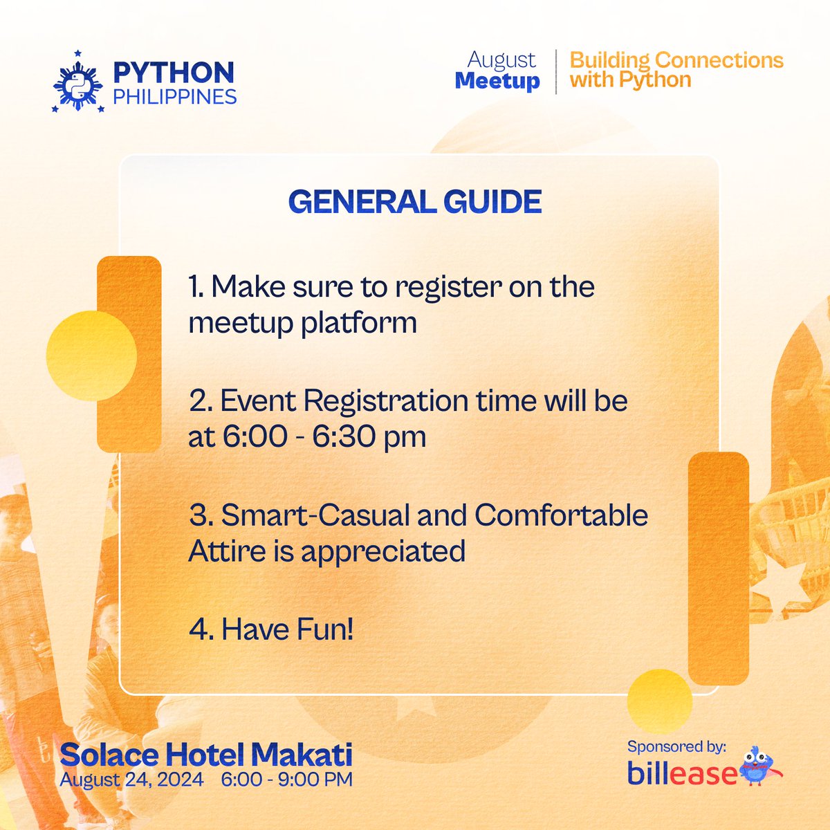 pythonph's tweet image. Wondering how to easily reach the Meetup Venue? We got you!📷 

Check out our commuter’s guide and general tips to ensure a smooth and enjoyable experience. We can’t wait to see you there!  

#PythonPH #PythonPH2024 #PythonAugustMeetup #PHTechCommunity