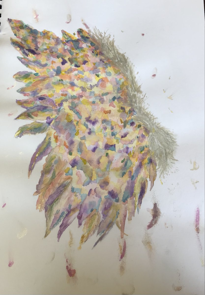 Another submission from Beckie Marshall called Guardian inspired by the Wings theme.  Acrylic on paper #artistherapy #artforhealth #rethinkmentalillness - see website for all entries to date.  Closing on 31st August so please submit work asap.