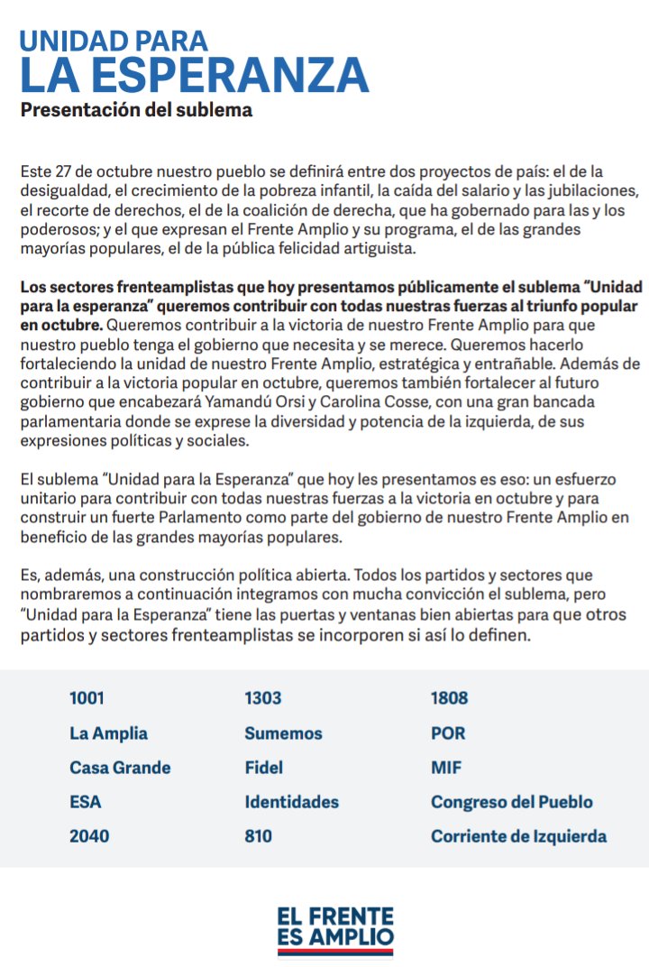 Espacio2040Mvd's tweet image. #UnidadParaLaEsperanza

#SentiteParte 

📞092252040