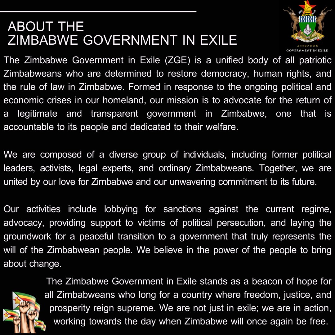 ZimbabweGIE's tweet photo. About the Zimbabwe Government in Exile (ZGE). https://t.co/V9u3Fy74Wr