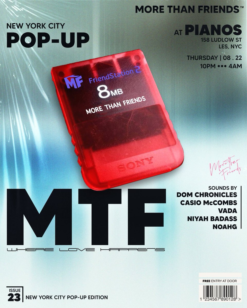 domchronicles's tweet photo. Two parties, two cities.

MTF x NYC 8/22 ( tomorrow)
MTF x KC 8/30

See you there. https://t.co/JG6SL1aL2u