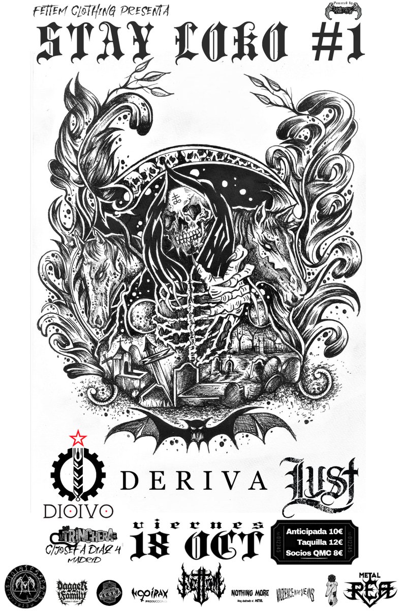 Xa están á venda as entradas para o noso concerto en Madrid con Lust e <a href="/wearederiva/">DERIVA</a>! Será o 18 de outubro na sala La Trinchera, en Vallecas, da man de <a href="/FettemClothing/">FeTTeM Clothing</a>. Xa queda menos de dous meses, que ganas temos de voltar por alí ❤️‍🔥 Mercade as vosas en entradas.tickety.es/events/stay-lo…