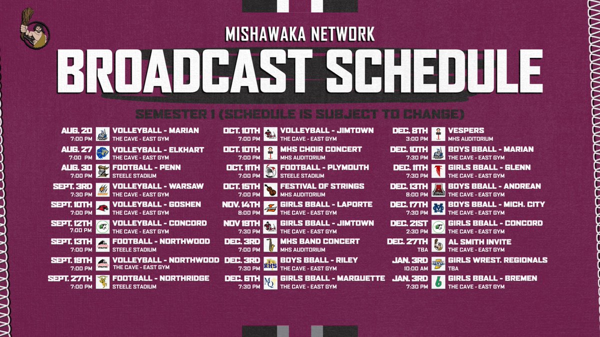 Make sure to check out some of our student broadcasts this year! We are excited to bring you all these events!