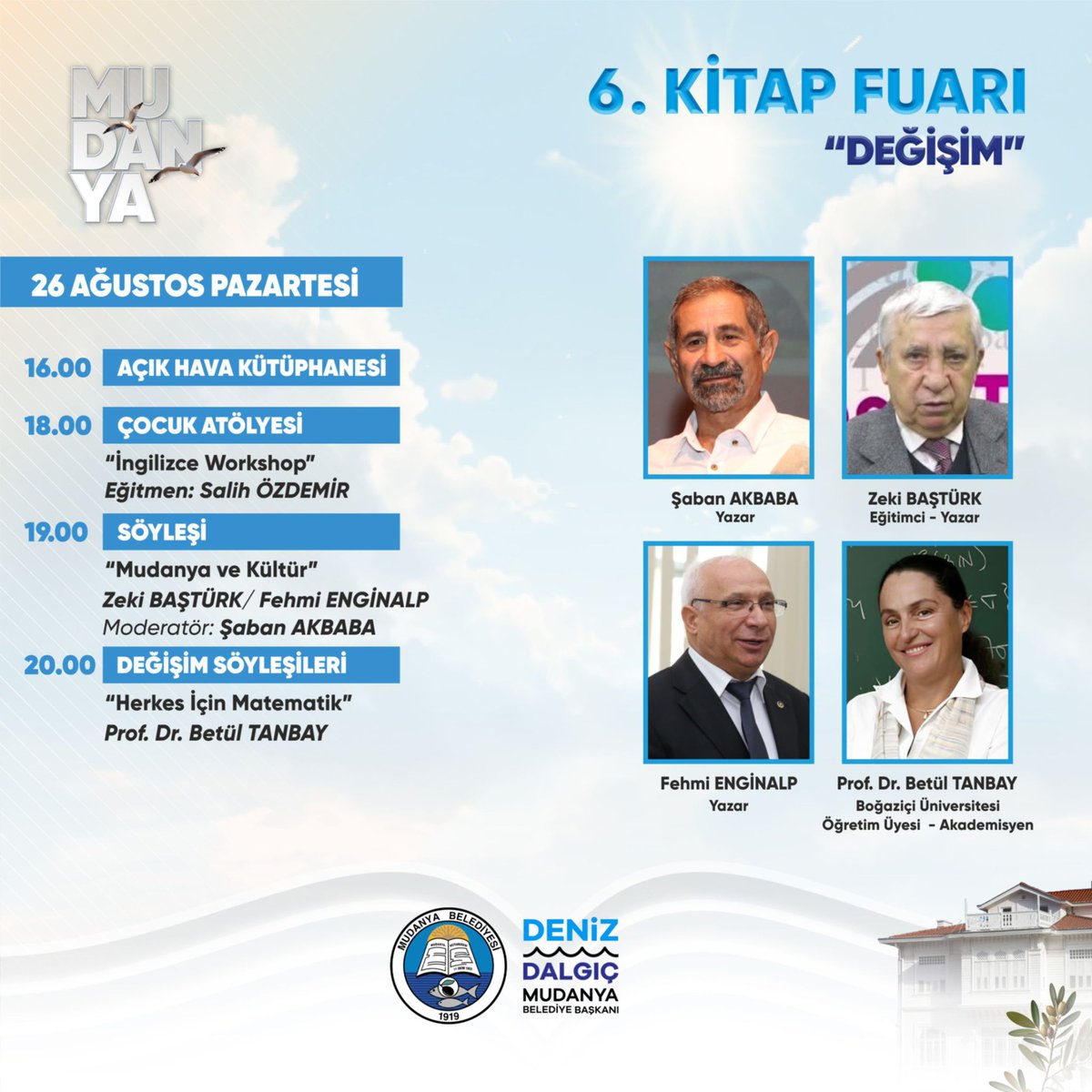 MudanyaKitapF's tweet photo. bir kez daha kültür ve sanatın merkezi haline gelecek.
Altı gün boyunca saat 11.00 ile 22.00 arasında düzenlenecek söyleşi, imza günleri, çocuk atölyeleri, kitap kumbaraları, açıkhava kütüphanesi, müzik ve tiyatro etkinlikleriyle hayat bulacak. https://t.co/HdBzDcl2FC