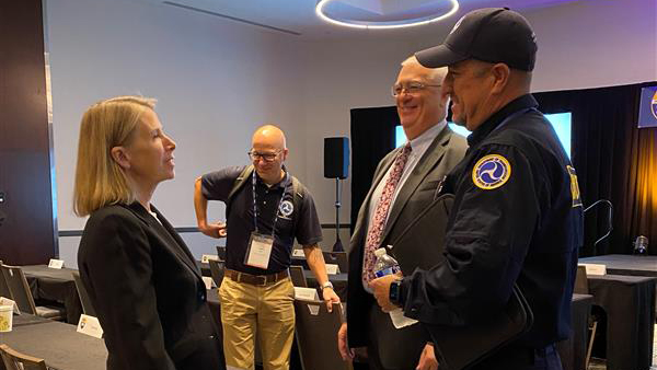 FMCSA's tweet photo. Congratulations to all competing in this week’s @ATA National Truck Driving Championships &amp; @CVSA North American Inspectors Championship in Indy. FMCSA’s Chief Safety Officer Sue Lawless is on the ground cheering you on. Thanks for your continued focus on safety. #Booth211 https://t.co/Dp6SE1mayp