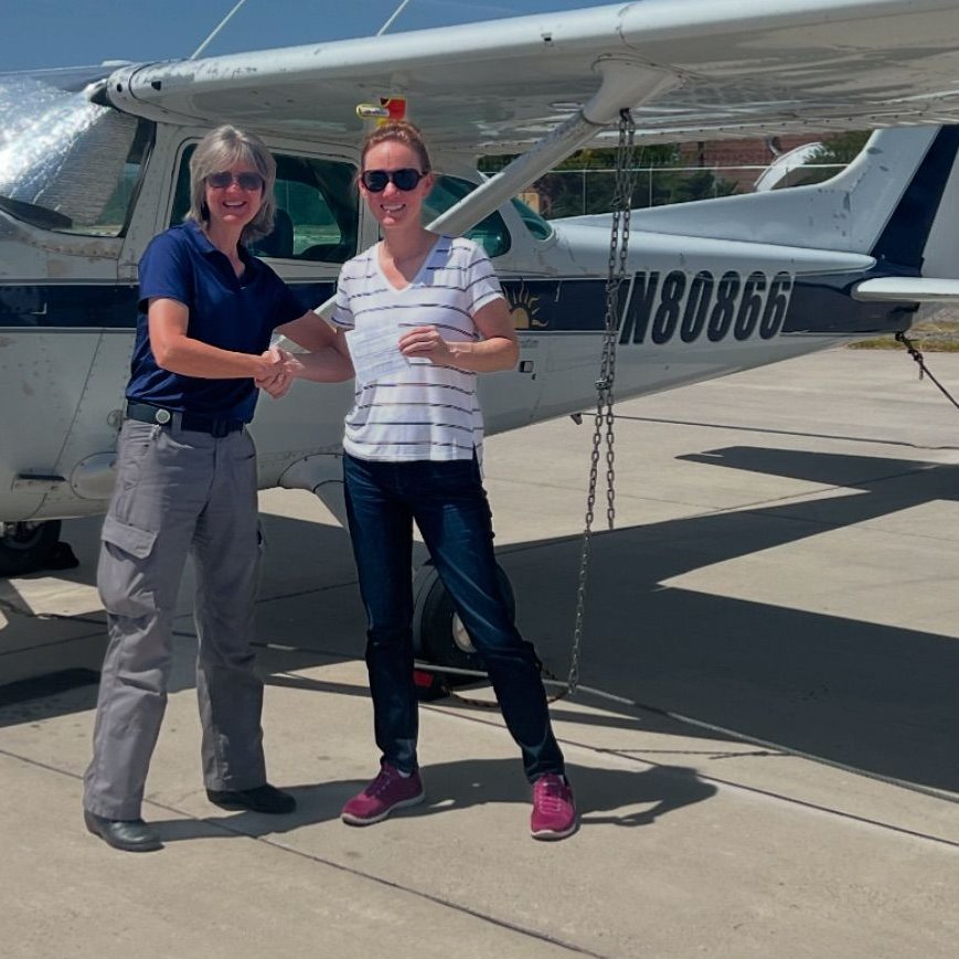 DelSolAviation's tweet photo. Congratulations to our very own Althea Thompson on your check ride pass and becoming a certified Private Pilot! CFI Jared Doolan 
#privatepilot #flydelsol #checkridepassed #flightschool #flighttraining #pilottraining #studentpilot #womeninaviation #aviatrix #girlpilot #ladyaviator #ladypilot #takingoveraviation #instrumentflighttraining #abqtoweratc #abqsunport