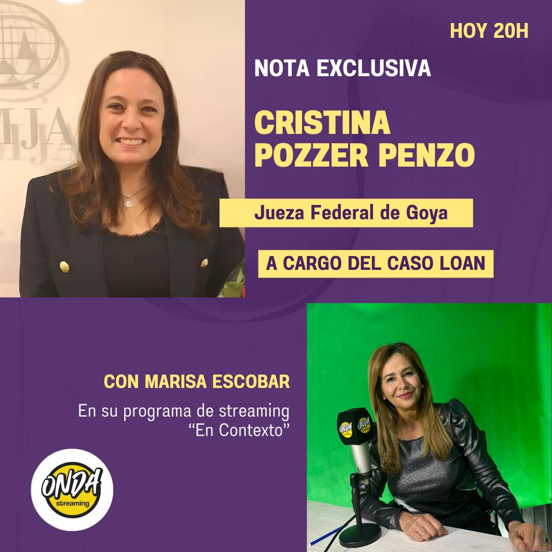 Hoy, a las 20hs, y por <a href="/OndaStreaming/">ONDA STREAMING</a> no te pierdas la entrevista de <a href="/MarisaEscobar17/">Marisa Escobar</a> con la Jueza que lleva adelante el caso #Loan, Cristina Pozzer Penzo. 👇