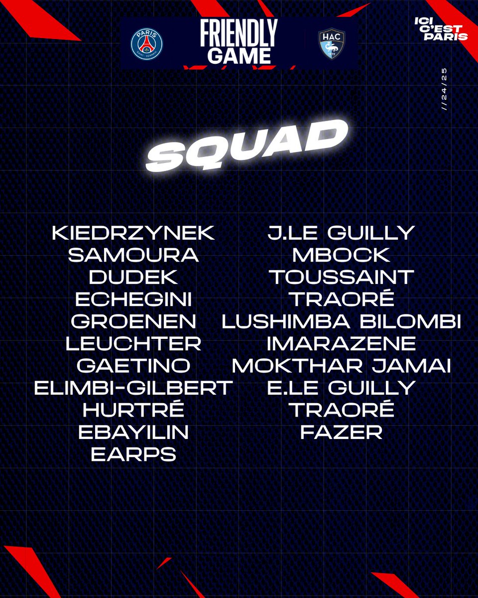 PSG_Feminines's tweet photo. 🗓️ Le groupe parisien 🆚 Le Havre 

 Voici les 2️⃣1️⃣ parisiennes convoquées pour le match amical de demain ! 🔴🔵 

📺 Rencontre à suivre sur PSG TV Premium ➡️ https://t.co/l5AlLdLIPo 

#PSGHAC https://t.co/g6NfPOgECd