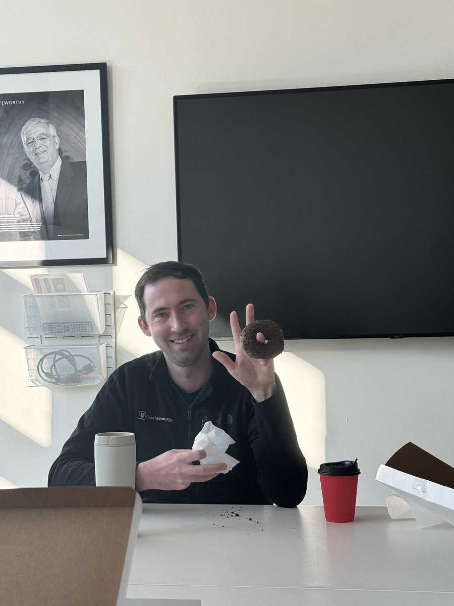 SamSpellicy's tweet image. Congrats to our wonderful chief Josh who is getting married tomorrow!
Also thanks Kennedy and Tara for the donuts. This is the happiest I've see. Drew in 3 years.