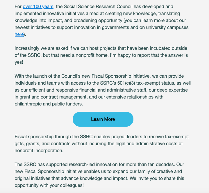 Jennifer Doleac (@jenniferdoleac) on Twitter photo Super smart play by <a href="/ssrc_org/">SSRC</a>. If your university admin is a nightmare, you can run your grants through them instead!
#competition 
ssrc.org/how-we-work/fi… Super smart play by <a href="/ssrc_org/">SSRC</a>. If your university admin is a nightmare, you can run your grants through them instead!
#competition 
ssrc.org/how-we-work/fi…