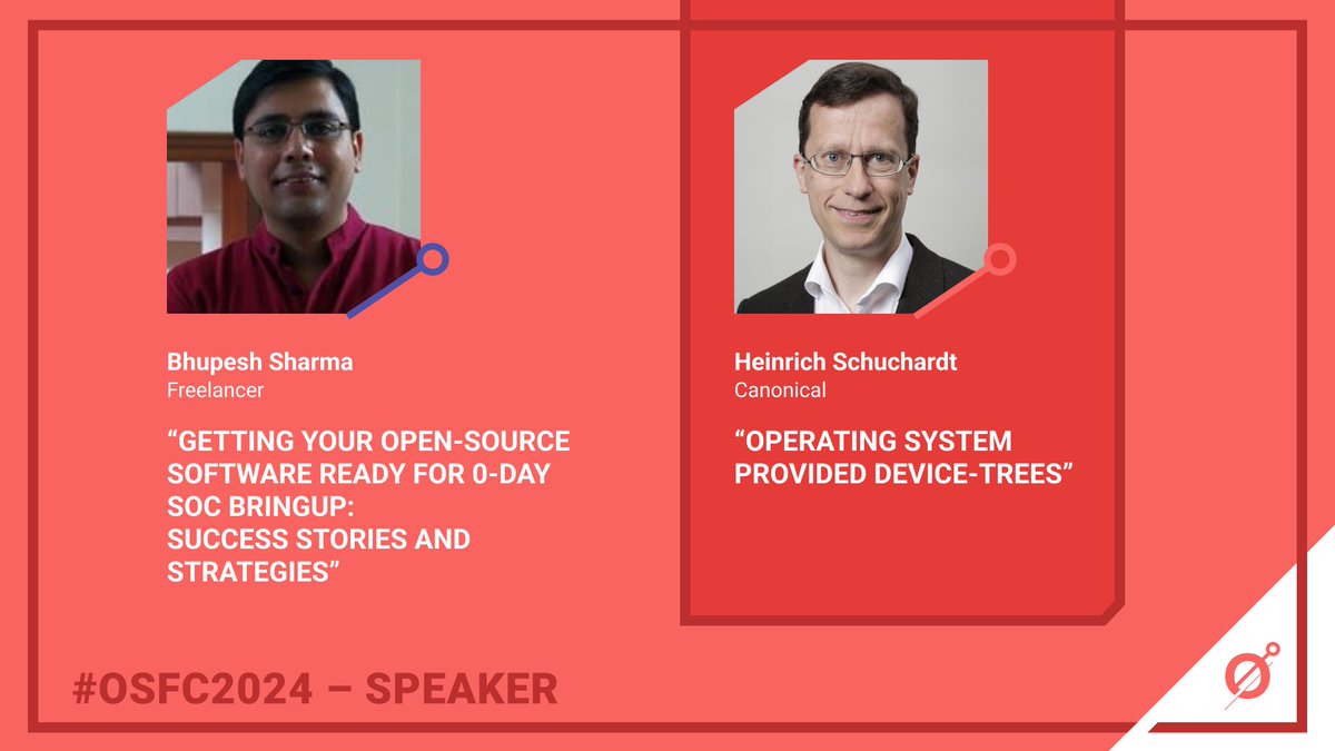 Open Source Firmware Conference (@osfc_io) on Twitter photo Excited for the #OSFC2024 Talks!
๐น <a href="/bhupesh_sharma/">Bhupesh Sharma</a> : Getting Your Open Source Software Ready for 0-Day SoC Bringup: Success Stories and Strategies
๐น Heinrich Schuchardt: OS Provided Device Trees
๐ tickets.osfc.io
๐ osfc.io/2024/schedule/ Excited for the #OSFC2024 Talks!
๐น <a href="/bhupesh_sharma/">Bhupesh Sharma</a> : Getting Your Open Source Software Ready for 0-Day SoC Bringup: Success Stories and Strategies
๐น Heinrich Schuchardt: OS Provided Device Trees
๐ tickets.osfc.io
๐ osfc.io/2024/schedule/