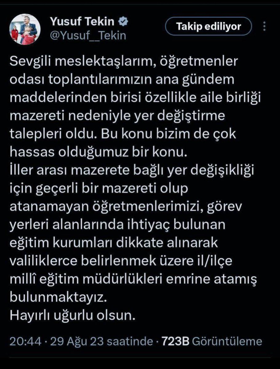 Bizler de böyle bir açıklama bekliyoruz. 
@RtErdogan
<a href="/EmineErdogan/">Emine Erdoğan</a>
<a href="/Yusuf__Tekin/">Yusuf Tekin</a>
<a href="/_cevdetyilmaz/">Cevdet Yılmaz</a>
<a href="/tcmeb/">Millî Eğitim Bakanlığı</a>
<a href="/tcbestepe/">T.C. Cumhurbaşkanlığı</a>

#AileyeSartsizMujde