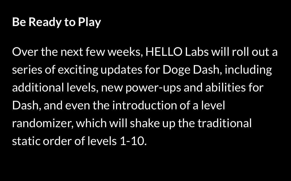 FinstarH's tweet photo. What to expect with Doge Dash in the coming weeks 👇 $HELLO https://t.co/vx6yYCmIuC