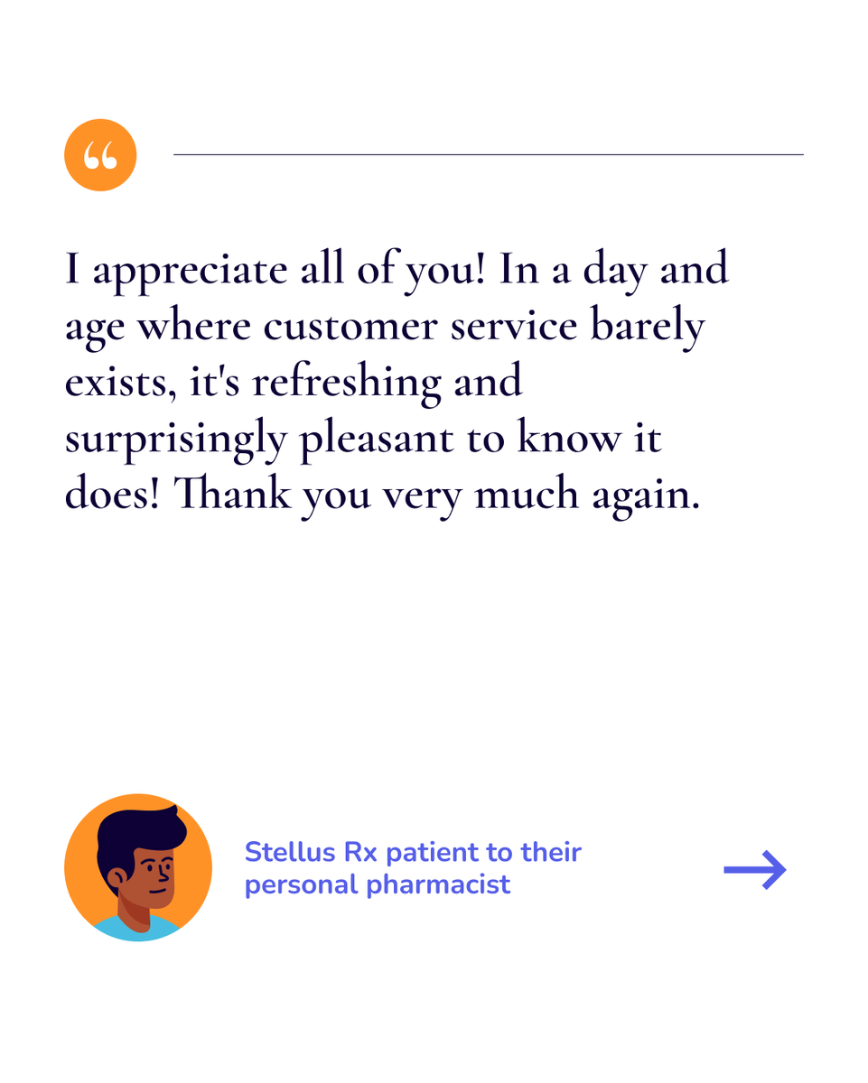 At Stellus Rx, our personal pharmacists make a difference in patient lives every day. From guiding them through medication changes to providing a listening ear, these heartfelt words remind us why we do what we do. We’re proud to be a part of our patients' health journey!