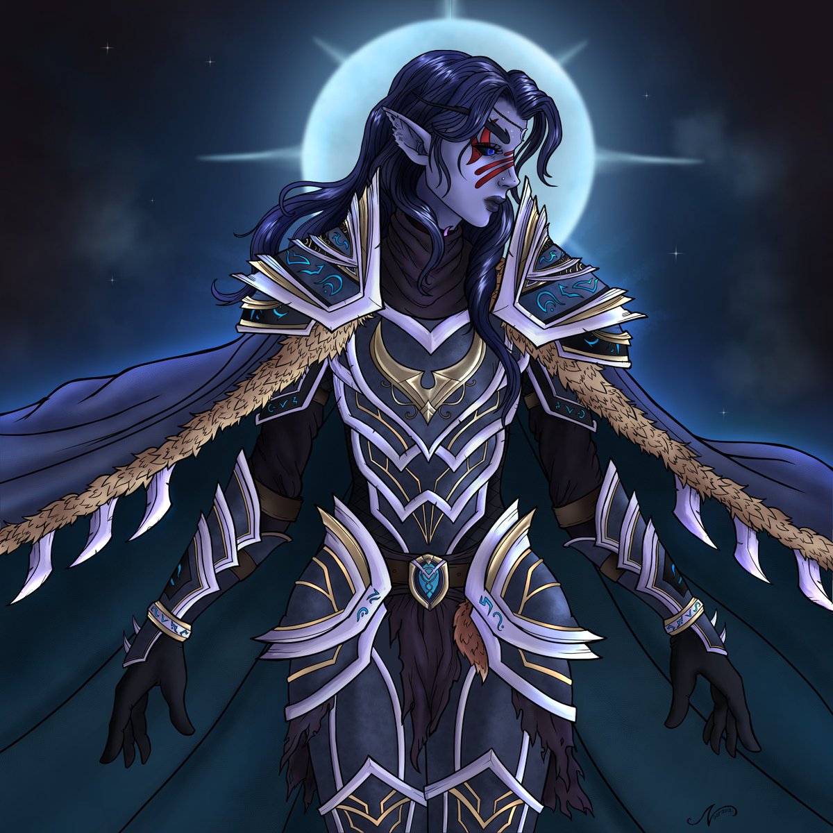 I was supposed to have a break, but managed to sneak in one more commission. "Lysondra the Warden". Designing this armor was so much fun! #Nightelf #Kaldorei #Worldofwarcraft #Warcraft #Fantasy #Elf #Commission #Commissionedart #warcraftrp