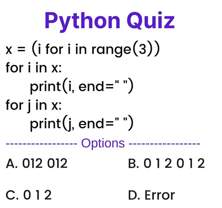 Python_Dv's tweet image. Python Question / Quiz;

What is the output of the following Python code, and why? 🤔🚀 Comment your answers below! 👇

#python #programming #developer #morioh #programmer #coding #coder #webdeveloper #webdevelopment #pythonprogramming #pythonquiz #machinelearning