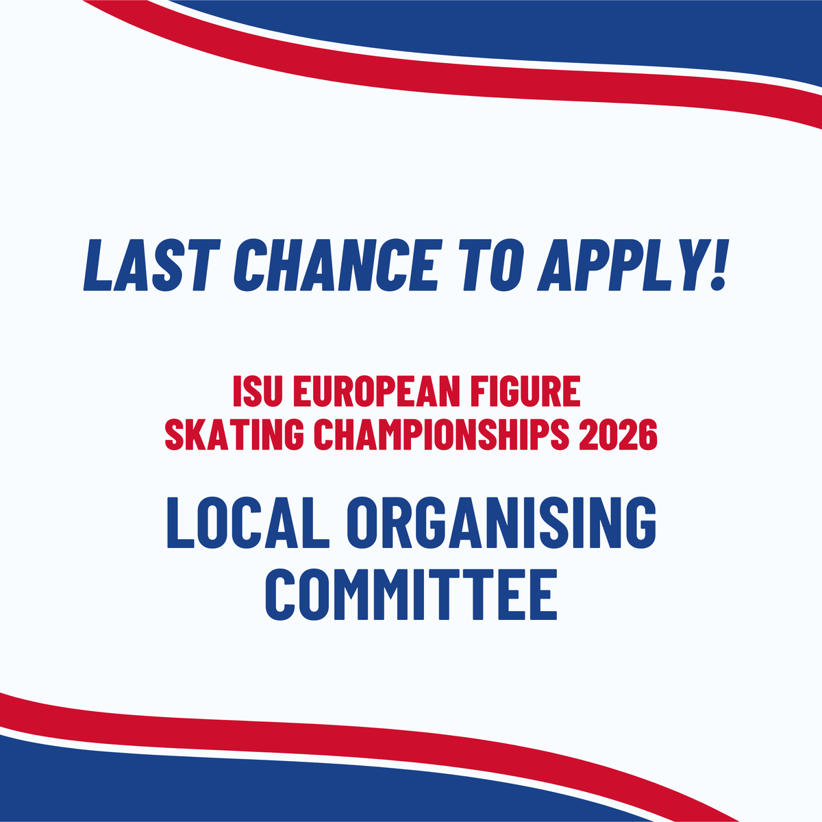 BritishIceSkate's tweet photo. Do you want to be a part of the 2026 European Figure Skating Championships?

Time's running out to apply for roles on the Local Organising Committee! Closing date: August 26th

https://t.co/7duvMAyVAr

#WorkWithUs #EuropeanChampionships #OrganisingCommittee #VoluntaryRoles https://t.co/uXhTkweJxW