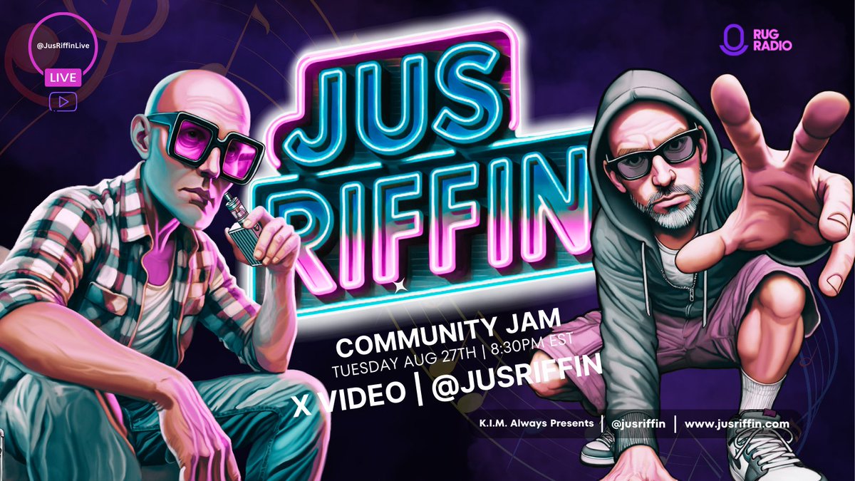 JewHefner's tweet image. Next Tuesday is the last of the month...Time for The @JusRiffin Community Jam. Come be part of the conversation and be heard. Powered by @RugRadio 

#JusRiffin #CommunityJam #RugRadio