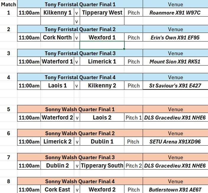 Déise Óg Waterford (@waterfordgaacg) on Twitter photo TONY FORRISTAL AND SONNY WALSH U-14 HURLING TOURNAMENTS - SATURDAY AUGUST 24TH 👇⚪️🔵
This weekend is a big one for all involved in <a href="/WaterfordGAA/">Waterford GAA</a> and the wider GAA world with the running of the <a href="/TonyForristal/">Tony Forristal</a> & Sonny Walsh Tournaments in 7 venues across #WaterfordCity 👏✅️🏑 TONY FORRISTAL AND SONNY WALSH U-14 HURLING TOURNAMENTS - SATURDAY AUGUST 24TH 👇⚪️🔵
This weekend is a big one for all involved in <a href="/WaterfordGAA/">Waterford GAA</a> and the wider GAA world with the running of the <a href="/TonyForristal/">Tony Forristal</a> & Sonny Walsh Tournaments in 7 venues across #WaterfordCity 👏✅️🏑