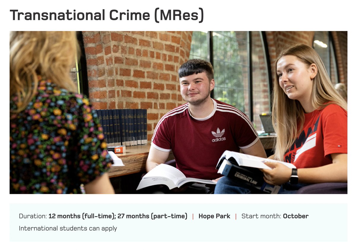 Interested in transnational crime? Join our new MRes in Transnational Crime at <a href="/LiverpoolHopeUK/">Liverpool Hope University</a>. This blended program combines online flexibility with on-campus rigor, equipping students with skills to tackle global challenges.

hope.ac.uk/postgraduate/p…