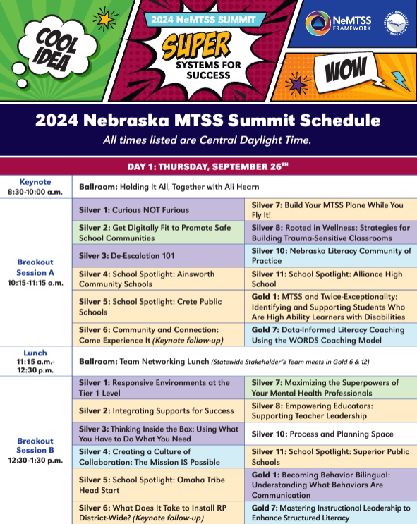 It's time to register for #NeMTSS24! The summit schedule and session descriptions are now available on our website. Check out the awesome keynotes, breakouts and school spotlights offered this year.

💥 The registration deadline is Sept. 4. 💥

🔗 nemtss.unl.edu/2024-summit/