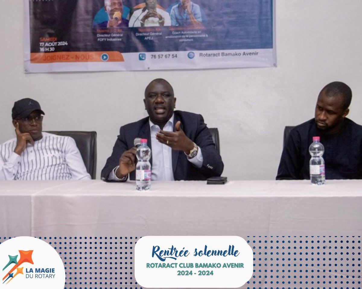 avenir_bamako's tweet photo. [Rentrée Solennelle]

[Rentrée Solennelle]

Revivez en images la rentrée solennelle du Rotaract Club Bamako Avenir!

#RENTREESOLENNELLE 
#DISTRICT9101
#CNCRIM
#ROTARACTBAMAKOAVENIR 
#LA_MAGIE_DU_ROTARY https://t.co/yPfpJgdeaN