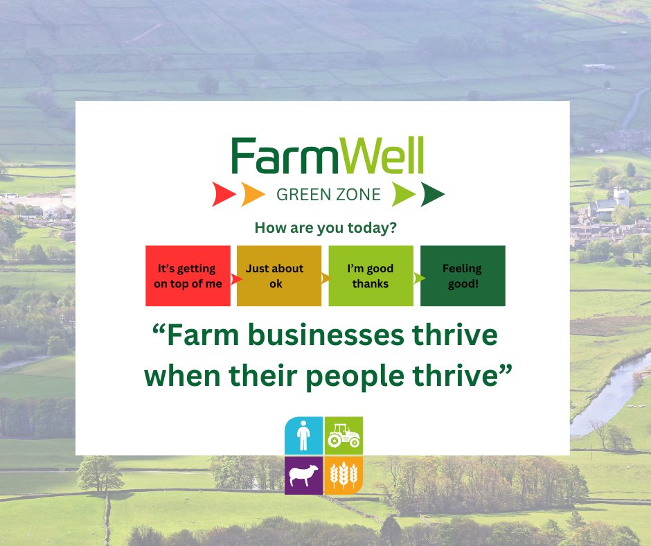 We've just launched our 'Green Zone' checklist to help farmers review their business and personal resilience.

Feedback so far has described it as a great way to open up conversations in the business without "stress and confrontation" 👍

Find out more: farmwell.org.uk/greenzone/