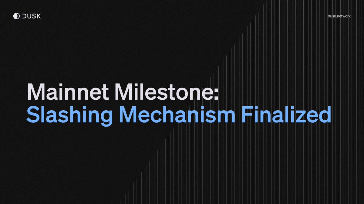 Mainnet Milestone ✅

We are pleased to share our slashing mechanism as we approach mainnet on Sept 20. 

Slashing is a key part of the protocol, designed to discourage bad behavior from node runners to keep the network safe and fast.

Read more
dusk.network/news/slashing-…