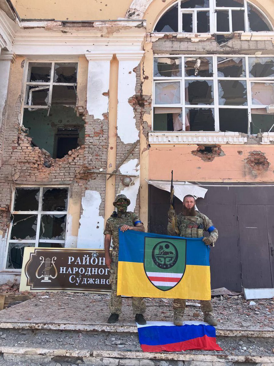 UA_news_feed's tweet photo. The terrible nightmare of the Kadyrovites was the meeting with the glorious warriors of Ichkeria from the battalion named after Sheikh Mansur, fighting on the side of Ukraine. Fortunately for them, they managed to escape from the city of Sudzha in the Kursk region first, https://t.co/47U8y5d6Tg