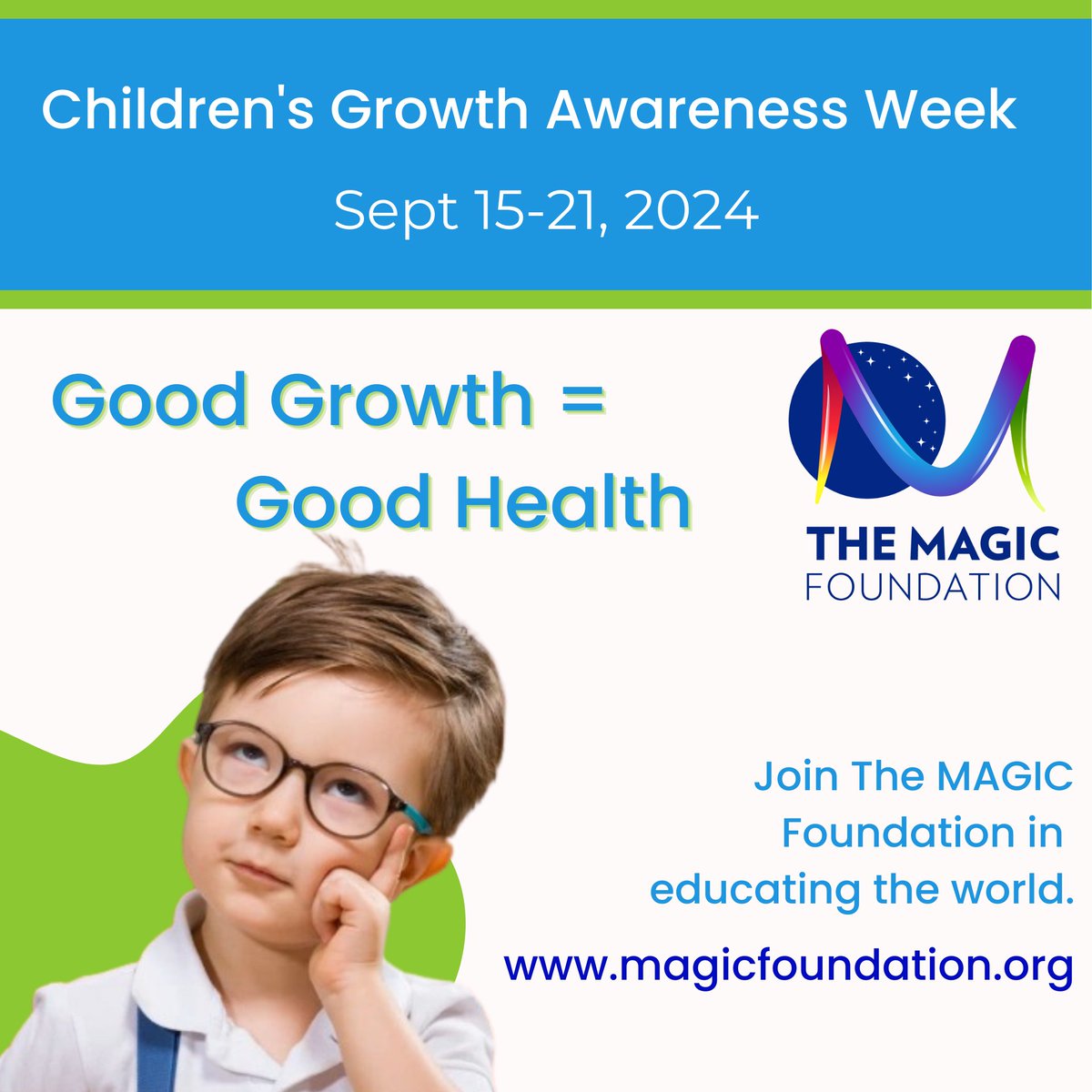 This week we create awareness for children with growth disorders. You can help spread the word by passing this message along. MAGIC's Motto: Children have a short time to grow &amp; a lifetime to live with those results.
#childgrowth #growthawareness #healthnotheight