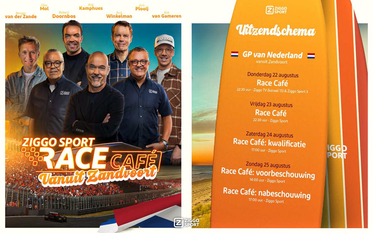 Let's go to the 𝐛𝐞𝐚𝐜𝐡-𝐞𝐚𝐜𝐡 🎶⛱
Het mooiste weekend van augustus is voor de racefans aangebroken: de GP van Nederland! 💫

We zijn er het hele weekend live bij vanuit Zandvoort 🧡
🏁 Race Café
⏰ Donderdag t/m zondag
🍿 Ziggo Sport

#ZiggoSport #RaceCafé #F1 #DutchGP 🇳🇱