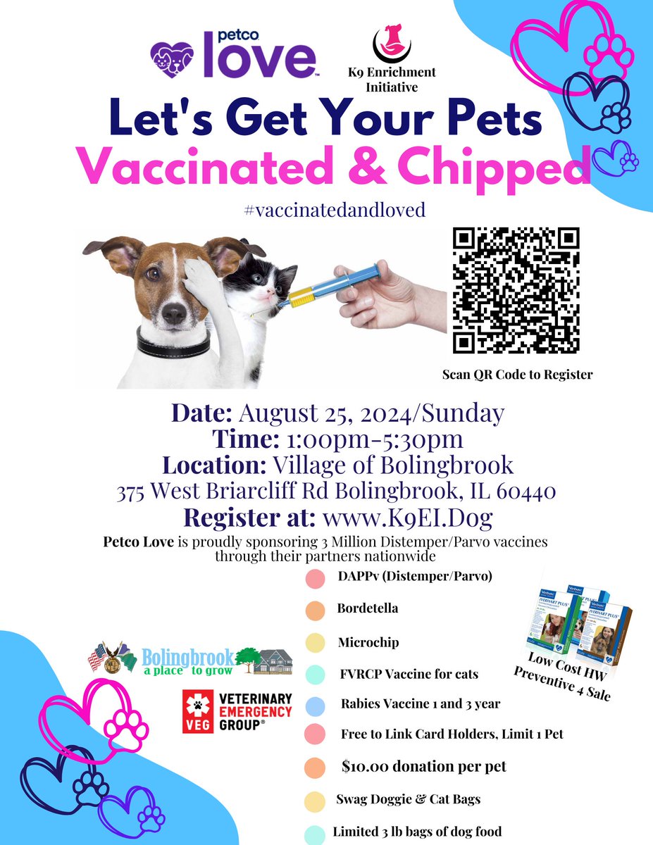 🗓 Sunday, August 25th
⏰ 1pm-5:30pm
📍 The Village of Bolingbrook - Behind Town Center

BY APPOINTMENT ONLY. docs.google.com/forms/d/e/1FAI…