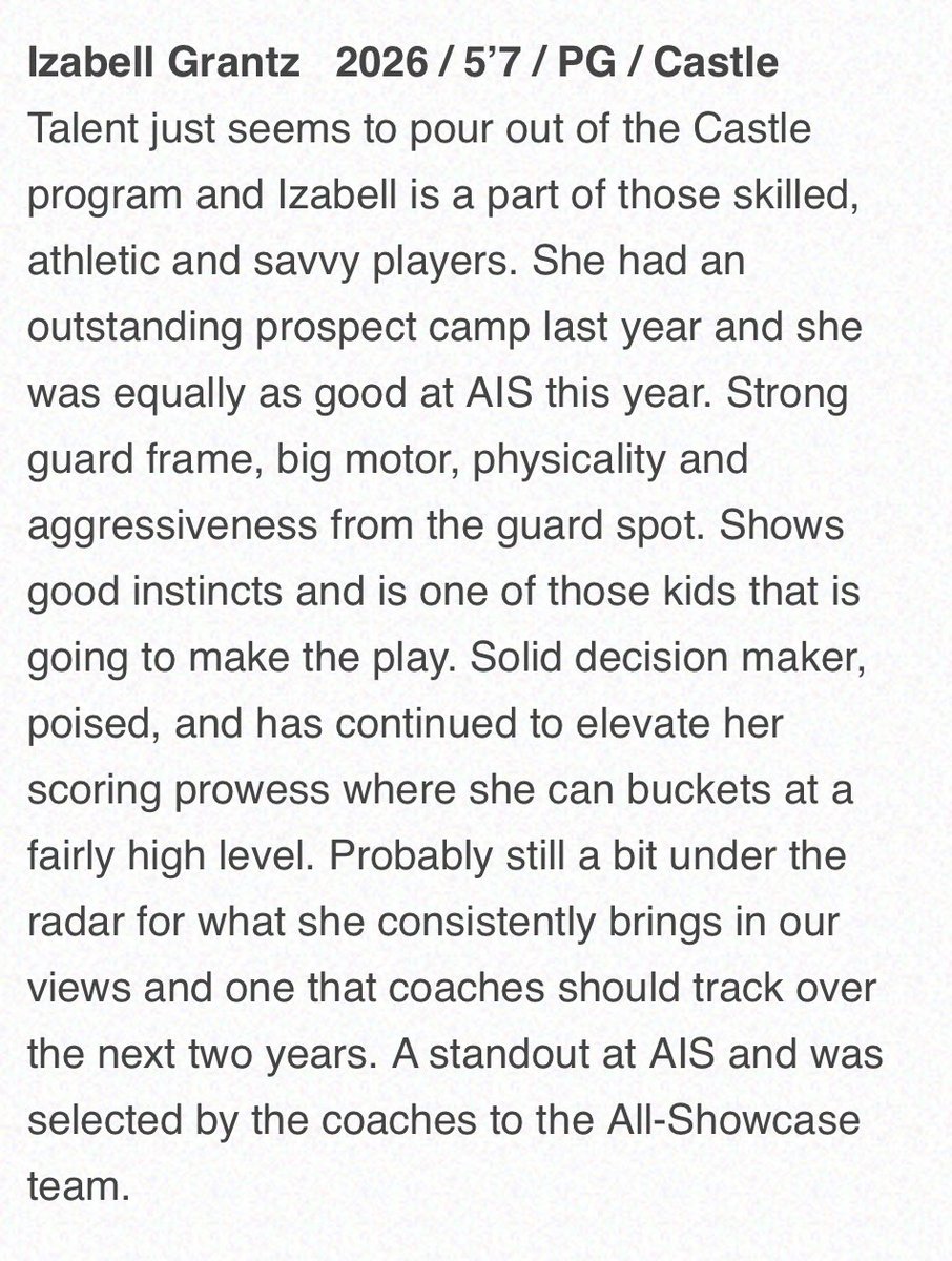 IzabellGrantz22's tweet photo. Thank you for the write-up @coachbeckett  and for hosting another great showcase.  I’m looking forward to the high school season with @CastleGBasketb1 
@IGB_Hoops @IGB16UEubanks 
@PGHIndiana @MasonHAsher 
 @JrAllStarIN @InBkAllStarClas 
@girlshoopsrecr1 @OneNationJustin https://t.co/SZjst0GZLH