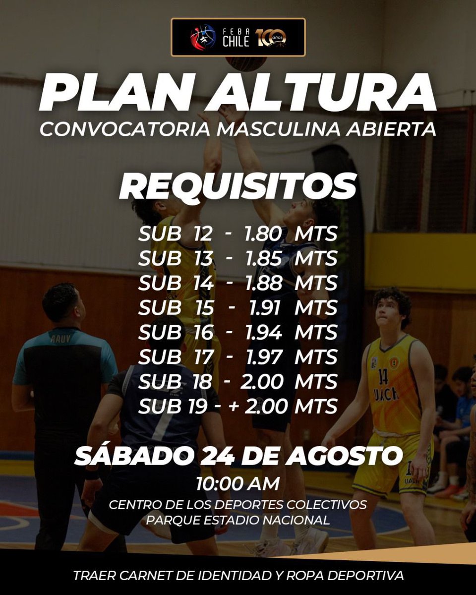 Nos Vemos el Sábado 24 de agosto 10 horas en el Estadio Nacional !!! Santiago de Chile 🇨🇱🏀