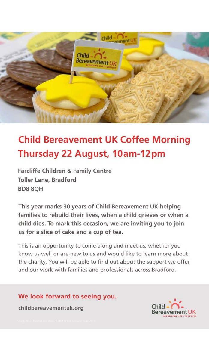 Eve Holroyd (@_evemalam_) on Twitter photo Coffee and cake and a wonderful organisation! All welcome 💛 #bradford #childbereavement #palliativecare #childloss #bereavedchildren #sudic <a href="/BTHFT/">Bradford Teaching Hospitals NHS FT</a> <a href="/NeonatalBTHFT/">Bradford Neonatal Service</a> <a href="/bthftSPaRCTeam/">SPaRC Team@BTHFT (previously Chaplaincy)</a> <a href="/bthftpaeds/">BTHFT Paediatrics</a> <a href="/BTHFT_CCNTeam/">Children's Community Services BTHFT</a> <a href="/BTHFTpalliative/">BTHFT Palliative Care Team</a> Coffee and cake and a wonderful organisation! All welcome 💛 #bradford #childbereavement #palliativecare #childloss #bereavedchildren #sudic <a href="/BTHFT/">Bradford Teaching Hospitals NHS FT</a> <a href="/NeonatalBTHFT/">Bradford Neonatal Service</a> <a href="/bthftSPaRCTeam/">SPaRC Team@BTHFT (previously Chaplaincy)</a> <a href="/bthftpaeds/">BTHFT Paediatrics</a> <a href="/BTHFT_CCNTeam/">Children's Community Services BTHFT</a> <a href="/BTHFTpalliative/">BTHFT Palliative Care Team</a>
