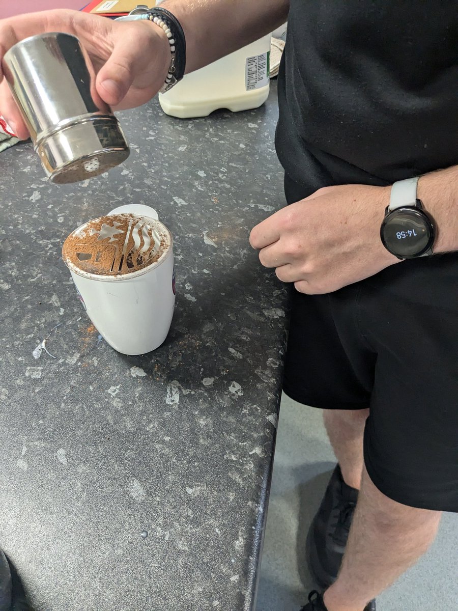 Huge thanks to Mr Drage (one of our L6 Hospitality student's Dad) who has laser cut our school logo for our baristas to add a special touch to the beverages they are serving! <a href="/oldmachar/">Oldmachar Academy</a>