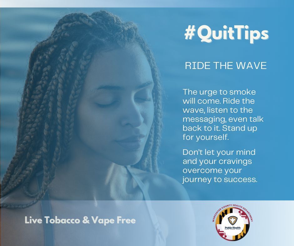 WorcesterHealth's tweet image. #QuitTips Your mind is powerful, and the chemicals in nicotine will tell you that you *need* them. Don’t let it fool you – ride the wave, let your cues exist, and resist the cravings. They will pass! We are here to help: Call 410-632-1100 x 1103 or visit buff.ly/3YtVxul