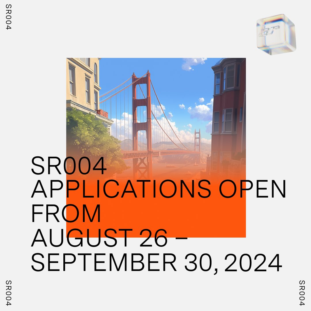 SR004 applications will be open from August 26th to September 30th, 2024: 

✦ lock in $750k for your games x tech startup 
✦ join a community of builders and industry veterans starting January 2025 @ San Francisco 
✦ pitch your product IRL to 450+ investors and partners within