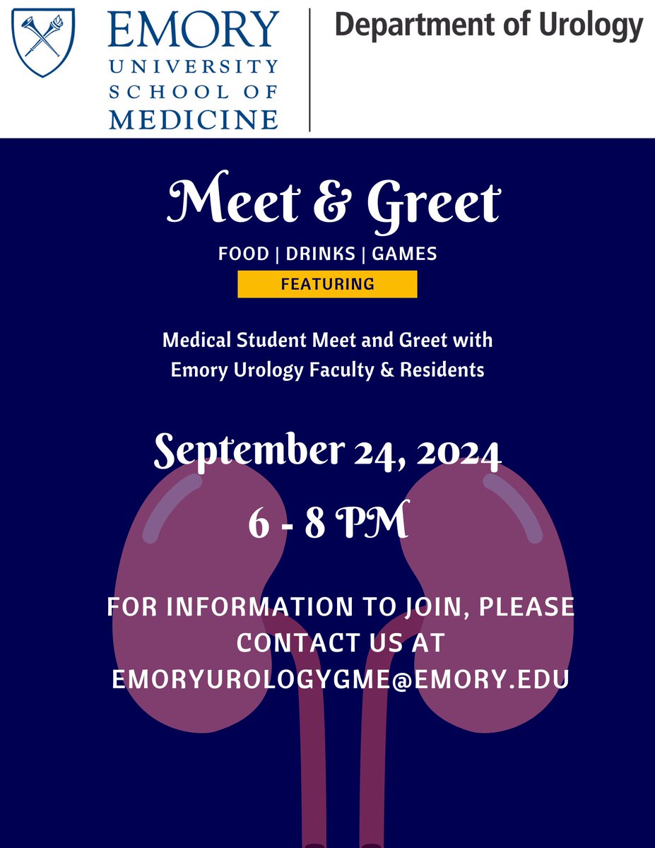 Medical students! Come join us at Emory for an evening of fun. Please contact us for details. #urores #2025match #UroSoMe