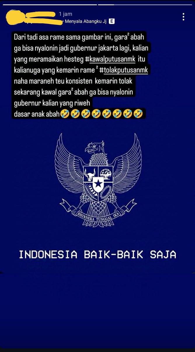 dimyfluch20's tweet photo. @pandji Miris masih ada yg nyalahin gara2 anak abah.
Padahal ini bukan tentang 01,02,03 tp ini udh cacat demokrasi. https://t.co/7wNYzWSs48