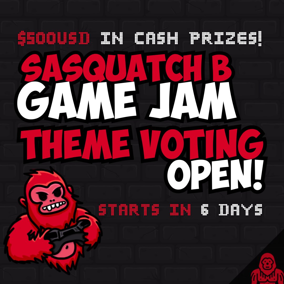 Don't forget to vote for your favorite theme! 
The jam starts in just 6 days &amp; we're giving away $500USD in cash prizes! forms.gle/CScQoLysiYinak…
<a href="/genies/">two interns</a> #gamejam #gamedev