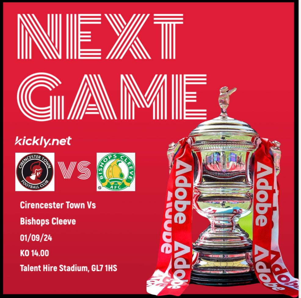 Cirencester Town Ladies (@towncirencester) on Twitter photo With less than 2 weeks to go, What better way to kick off our campaign with a home fixture in the Adobe FA Cup first qualifying round. Time to get the supporters back out in numbers and continue to grow from last season.
🏆 ⚫️🔴 <a href="/CirenTownFC/">Cirencester Town FC</a> <a href="/SevernSport/">Severn Sport</a> With less than 2 weeks to go, What better way to kick off our campaign with a home fixture in the Adobe FA Cup first qualifying round. Time to get the supporters back out in numbers and continue to grow from last season.
🏆 ⚫️🔴 <a href="/CirenTownFC/">Cirencester Town FC</a> <a href="/SevernSport/">Severn Sport</a>