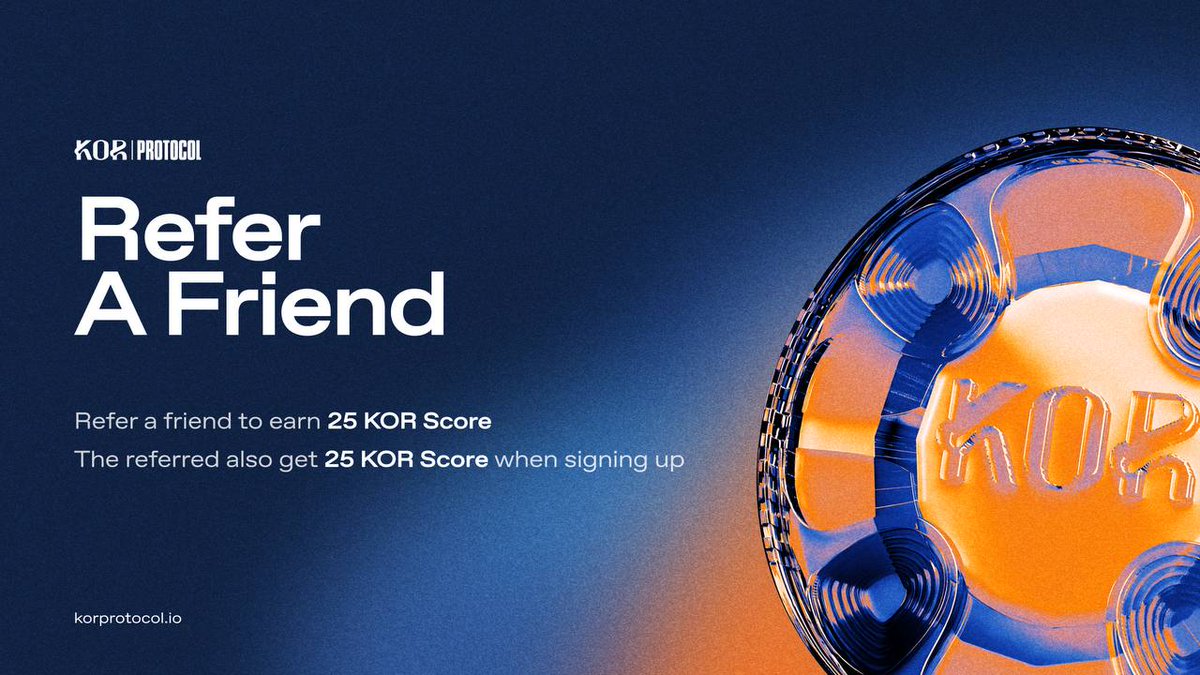 KOR Protocol (@korprotocol) on Twitter photo ✦ KOR Score Referrals ✦
Earn KOR Score for every invite - no cap.
Share your unique Referral Code for you & your invitees to be rewarded, and grow the Protocol with our 100M+ users network.
* Screenshot your leaderboard position, share on X with <a href="/KorProtocol/">KOR Protocol</a> tag, and you ✦ KOR Score Referrals ✦
Earn KOR Score for every invite - no cap.
Share your unique Referral Code for you & your invitees to be rewarded, and grow the Protocol with our 100M+ users network.
* Screenshot your leaderboard position, share on X with <a href="/KorProtocol/">KOR Protocol</a> tag, and you