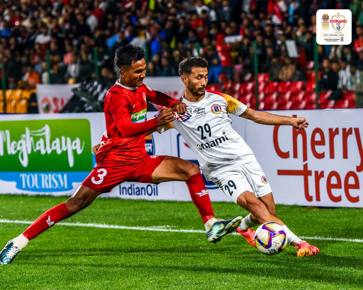 thedurandcup's tweet photo. Moments from a thrilling second half of the Quarter Final 2 between Shillong Lajong FC & Emami East Bengal FC at the Jawaharlal Nehru Stadium, Shillong! 🏟️⚽
#QuarterFinal2 #SLFCEEBFC #IndianOilDurandCup #PoweredByCoalIndia #DurandCup2024 #133rdEditionofDurandCup #ManyChampionsOneLegacy #IndianFootball