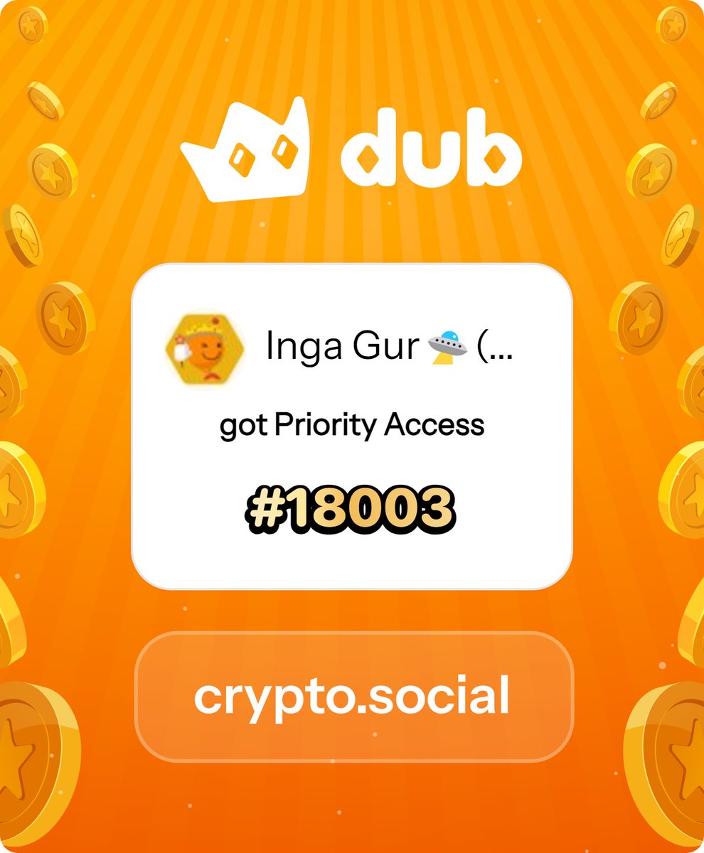 gur_inga's tweet photo. I just got Priority Access to Dub! Let’s make memecoins PvE again. Get in early™. https://t.co/hUrO7tp3Yl https://t.co/VTgWlPWLp3