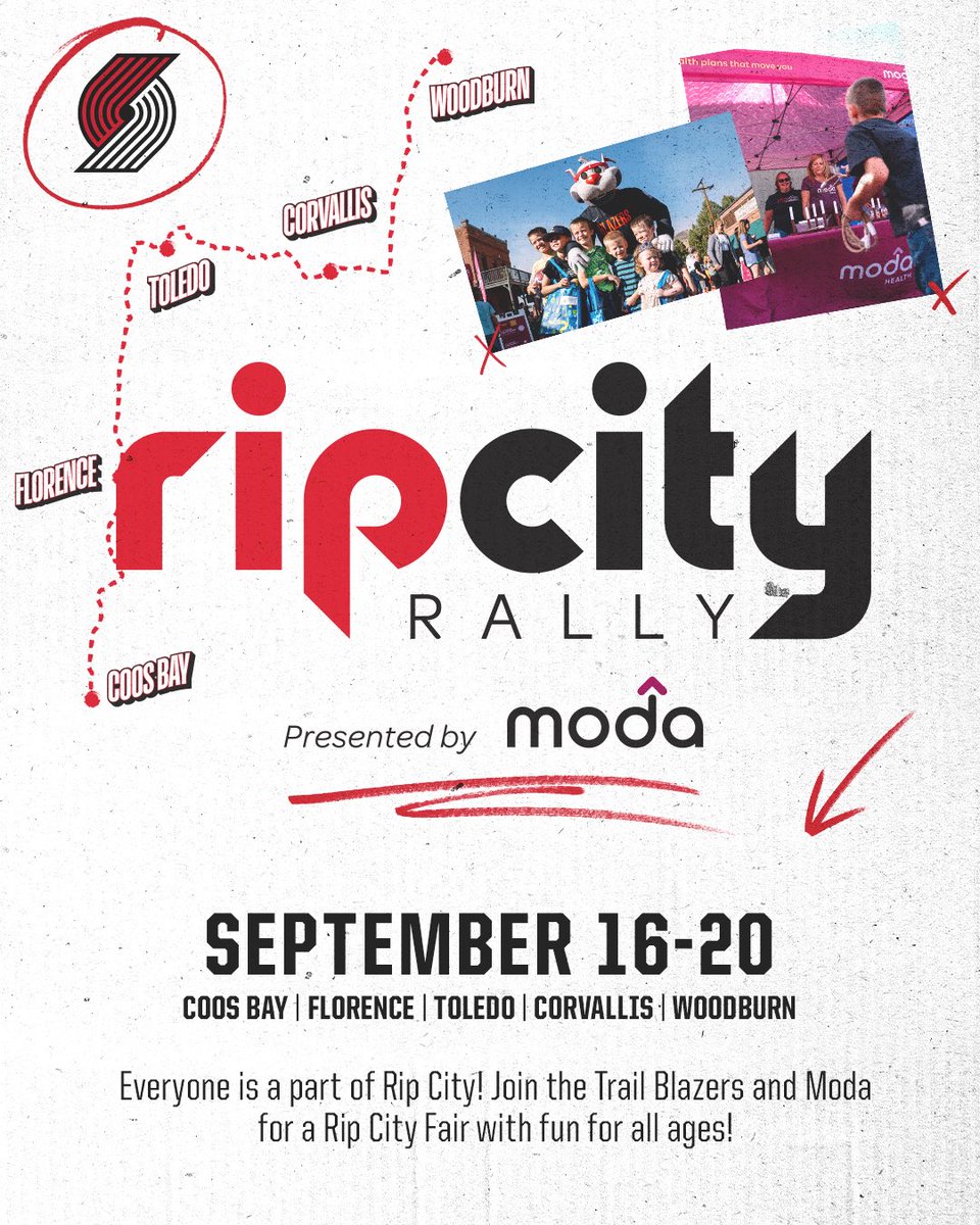 Portland Trail Blazers on X: "Ready to rally, Rip City?! Join us for our 10th Annual Rip City Rally, Sept. 16-20th as we head from the court to the coast to bring