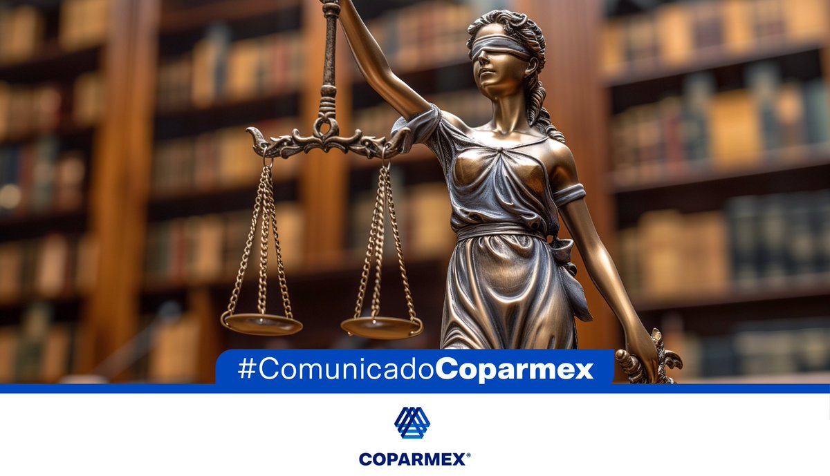 Coparmex's tweet photo. 🔵 En #Coparmex nos sumamos a la solidaridad con las y los trabajadores del Poder Judicial Federal en su lucha por la defensa de sus derechos laborales frente a la #ReformaJudicial.

📌 La independencia del PJF es un pilar de nuestra democracia y un compromiso que todos debemos proteger.

#ComunicadoCoparmex 👇
https://t.co/isWnhAtgXY