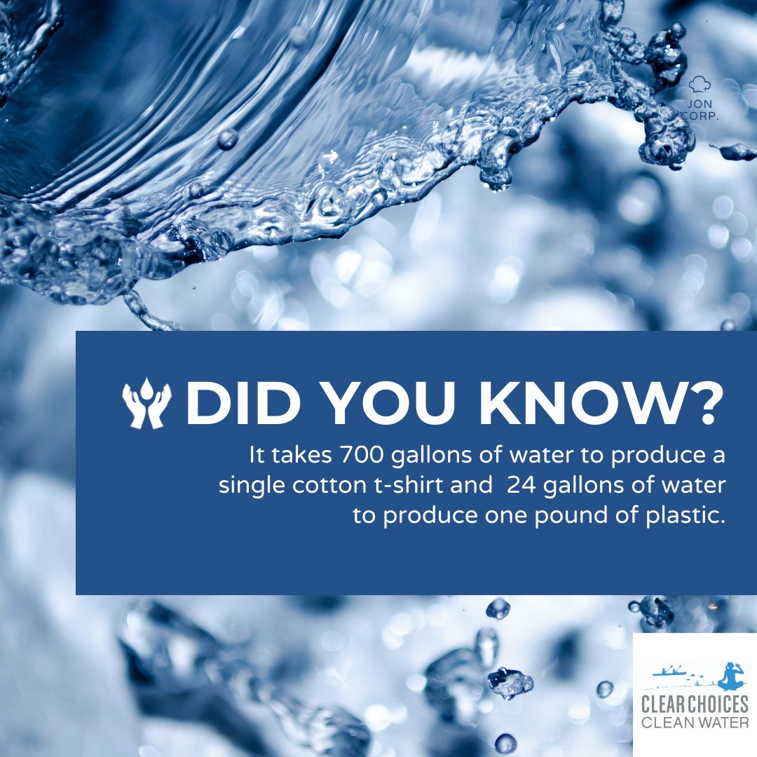 Our indirect use is the water that is used to produce the goods and services we consume. Everything we buy or eat has a water cost. By reducing our consumption, we can save water everywhere things are manufactured. bit.ly/clearchoicescl…
